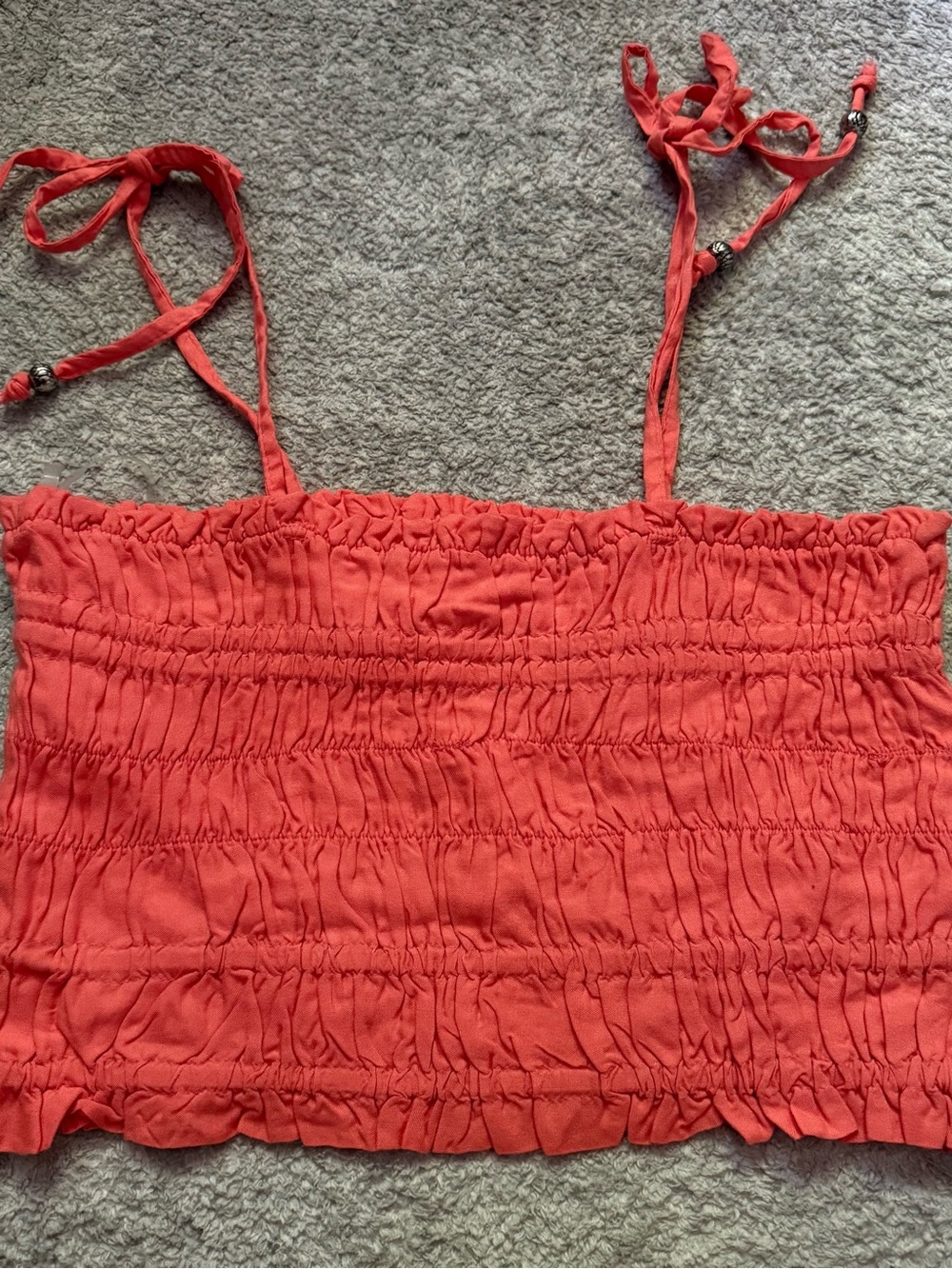 Elan Coral Smocked Tie-Shoulder Tube Top
